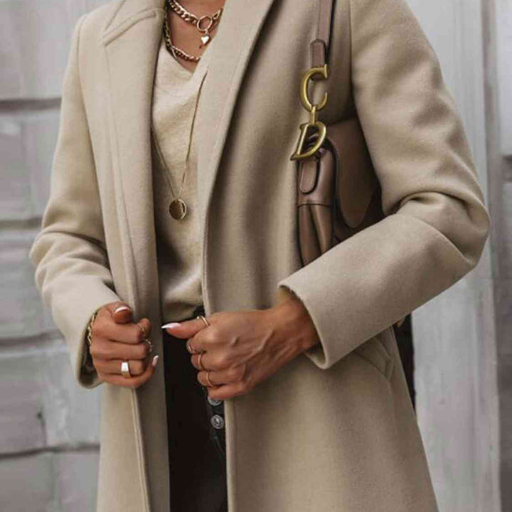 Long Sleeve Longline Coat with Pockets