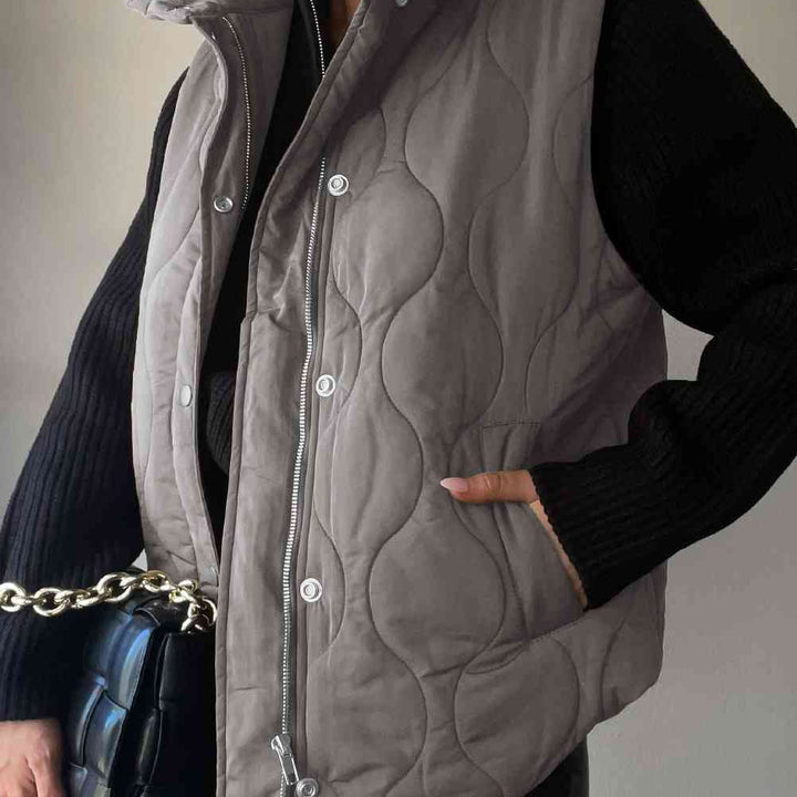 Collared Neck Vest with Pockets