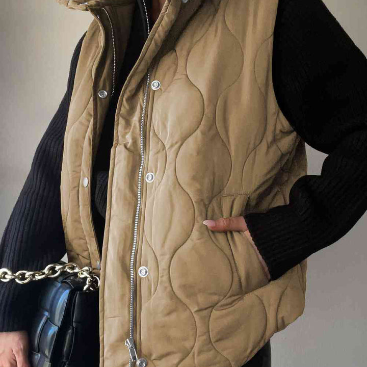 Collared Neck Vest with Pockets