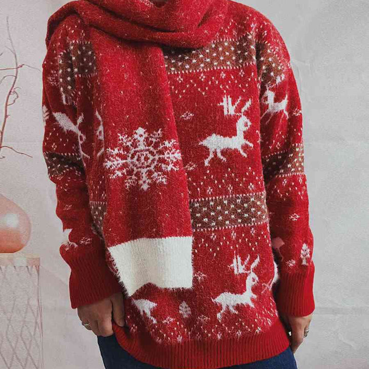 Christmas Element Sweater and Scarf Set