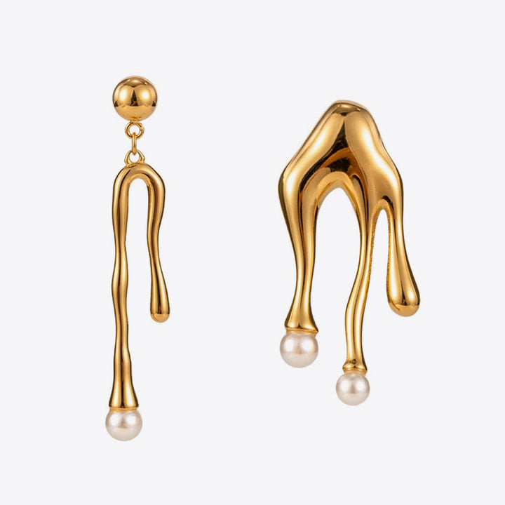 Synthetic Pearl 18K Gold-Plated Dangle Earrings