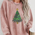 Sequin Christmas Tree Ribbed Drop Shoulder Sweatshirt