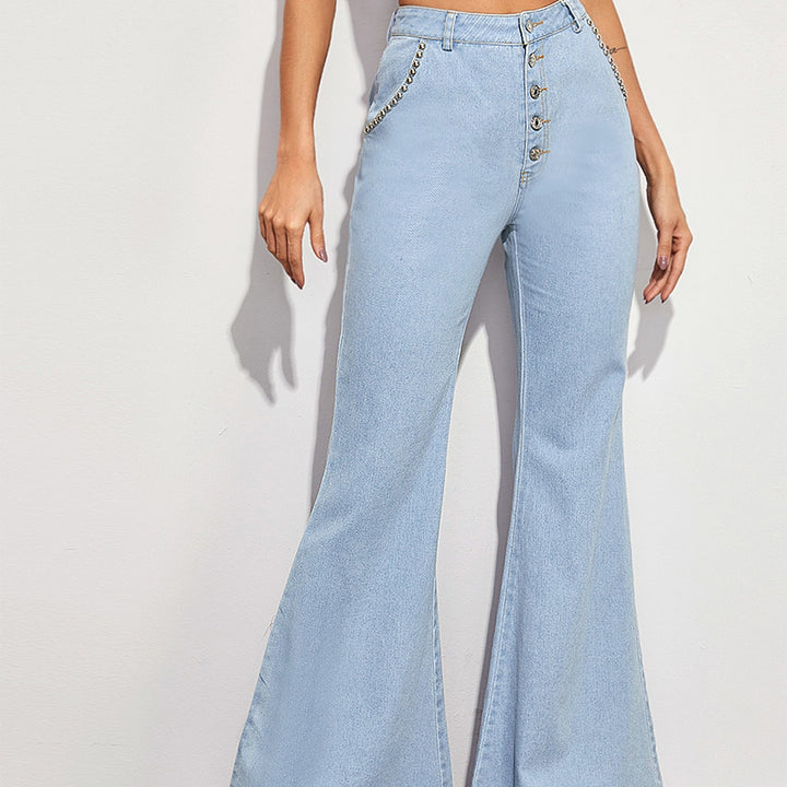 Button Fly Wide Leg Jeans